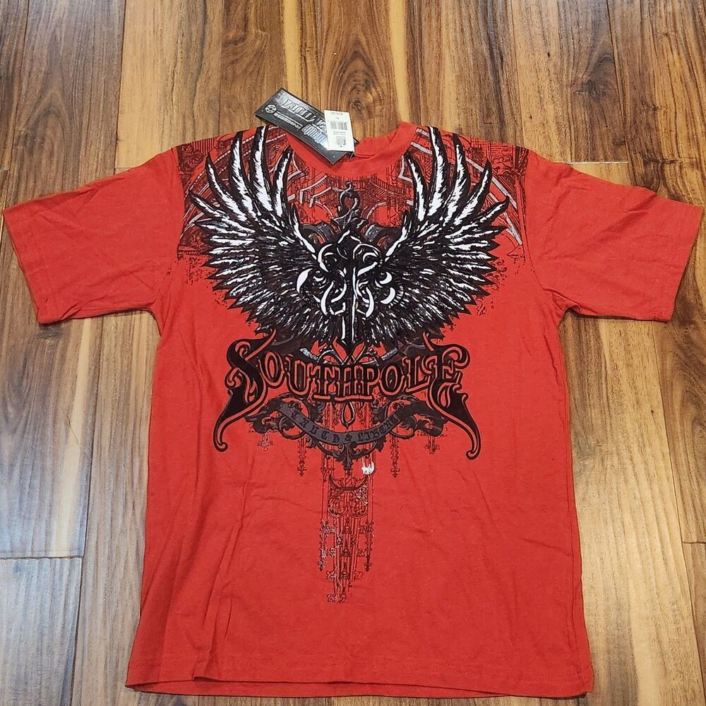 Southpole Mens Short Sleeve Shirt XL Red Graphic Tee